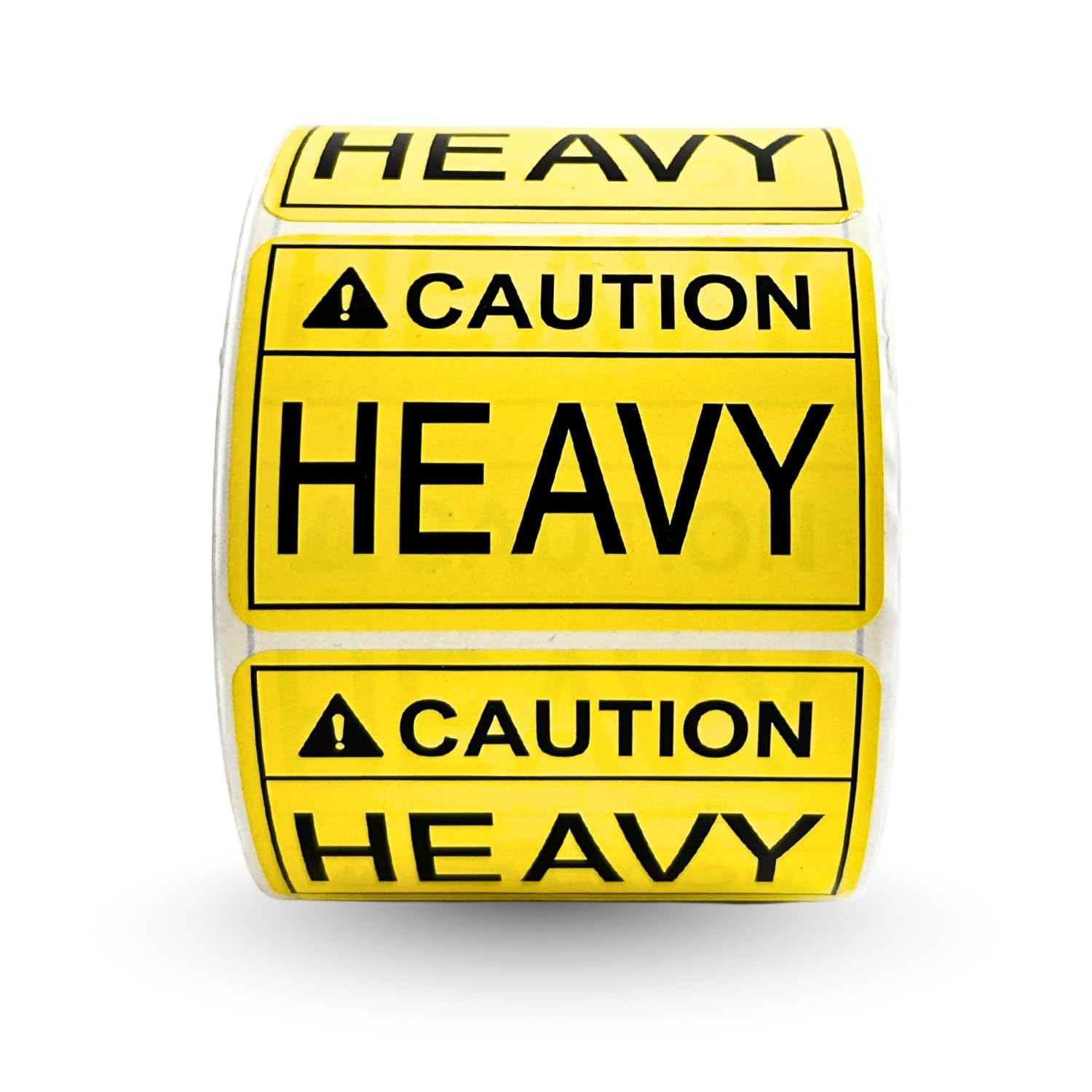 Great Eastern Semi-Gloss Paper Labels, 500 Pcs – 3" x 2", Waterproof Stickers | Removable Adhesive Labels for Shipping, Packing & Handling (1 Roll) | Caution Heavy 02, Yellow