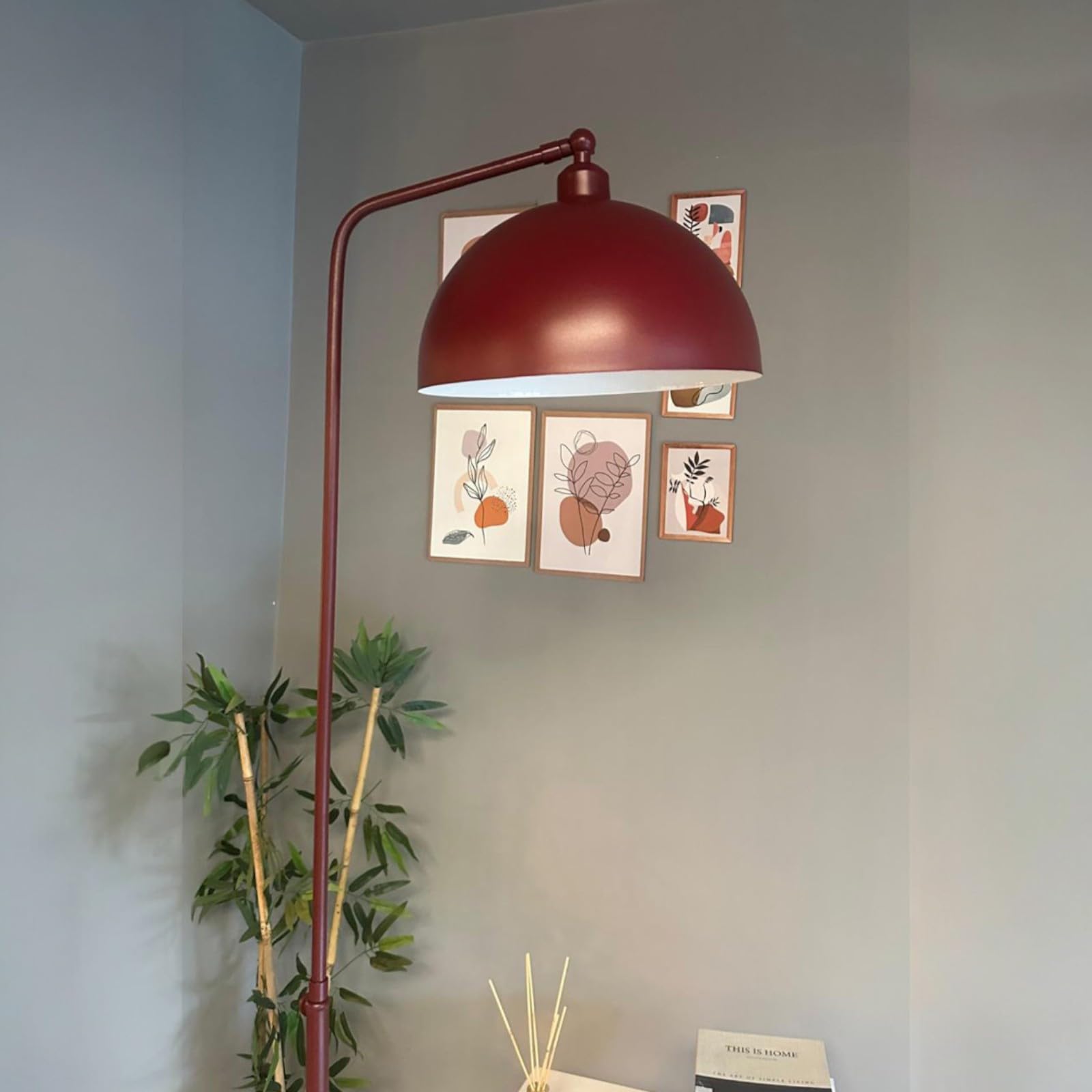 bamyum Gorkiede Lámpara de Pie de Metal Moderna para Dormitorio, Habitación Infantil con Casquillo E27, 30cm de Ancho, Pantalla Ajustable, Borgoña