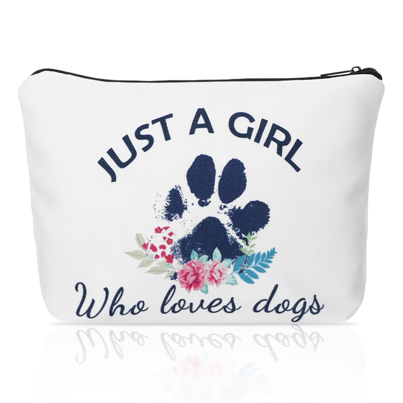 Xuqiakw Dog Makeup Bag For Dog Lover Gifts,Just A Girl Who Loves Dogs Makeup Bag for Girls & Women,Funny Dogs Bags for Travel, Birthdays, Graduation &