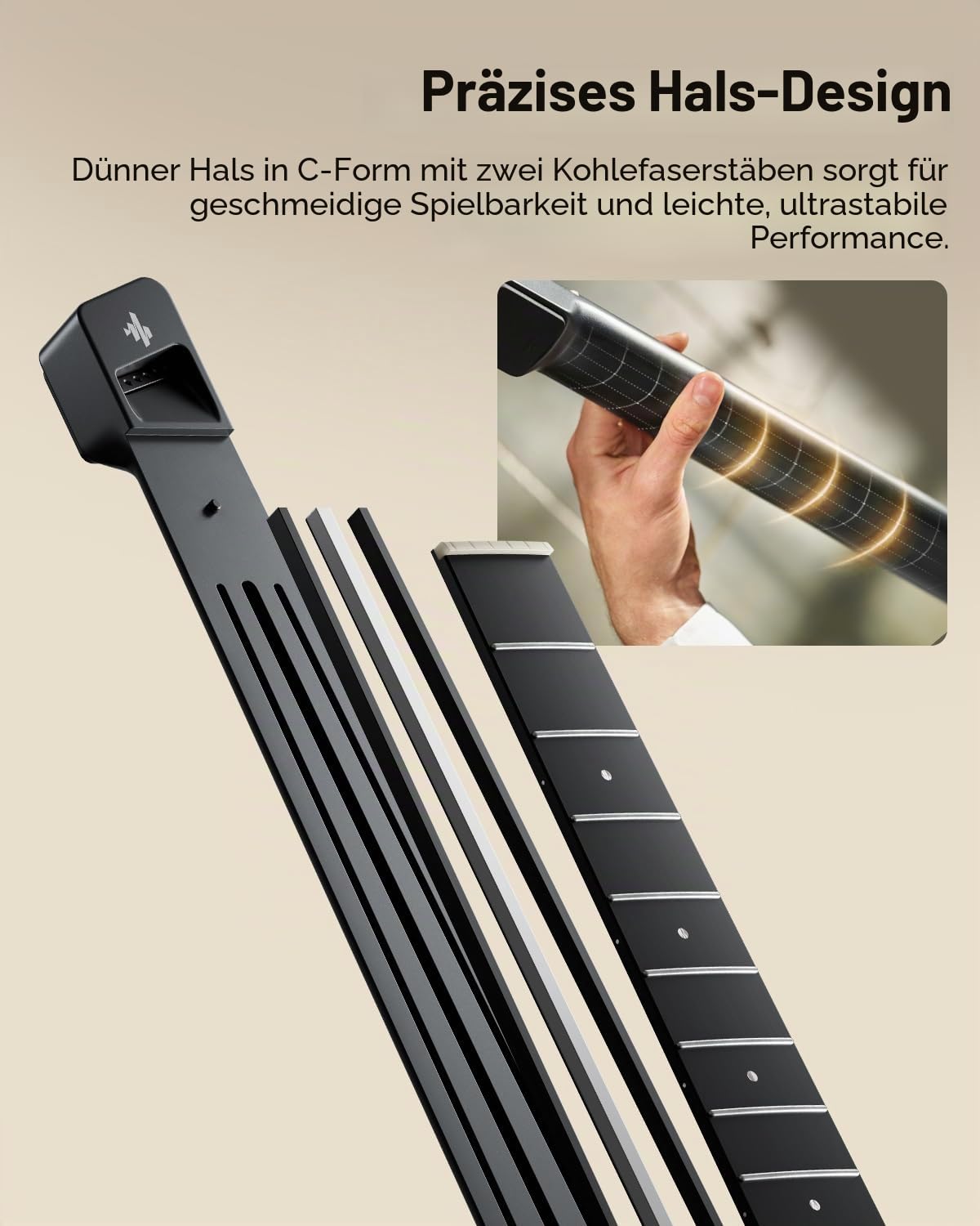 Donner HUSH-C Nylon-Saiten Reisegitarre, Akustik-Elektrik Gitarre, Ultraleichte Silent-Gitarre für leises Üben, mit Kopfhöreranschluss, integriertem Stimmgerät & Tasche, Schwarz