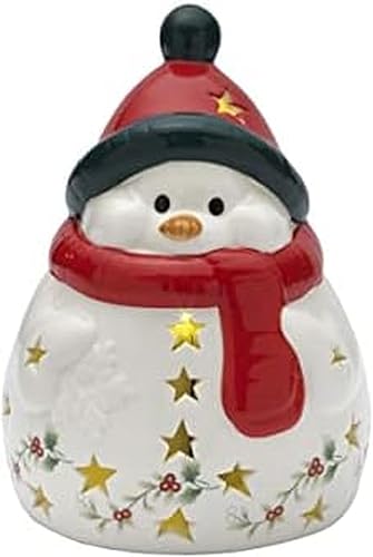 Pfaltzgraff Winterberry - Bufanda LED con muñeco de nieve, 6.75 pulgadas