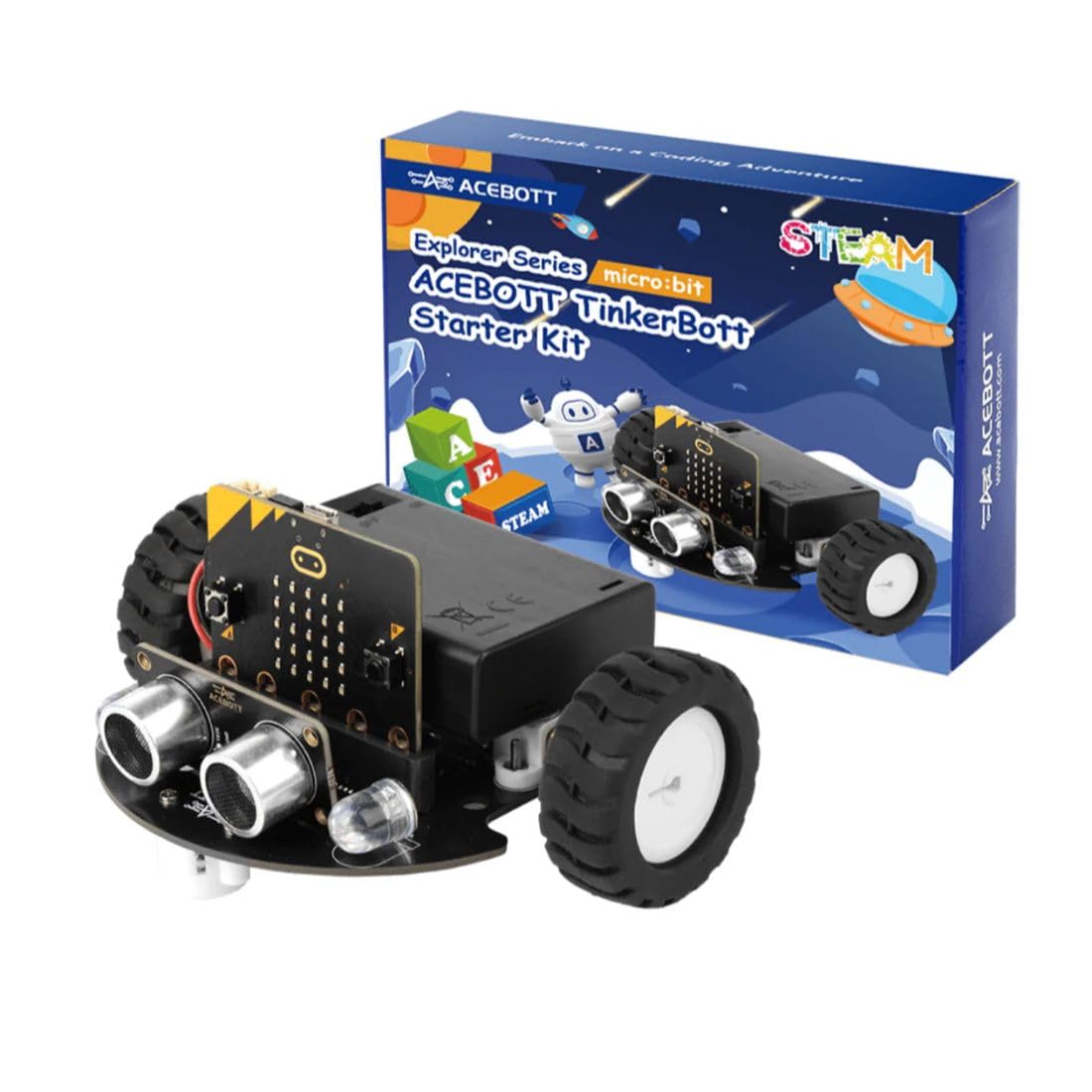 ACEBOTT TinkerBott Smart Car Robotics Starter Kit for BBC micro:bit V2 (Without micro:bit) | STEM Learning Kit, App & Remote Control, Line Tracking, Obstacle Avoidance, Coding Kit for Beginners Use-picture-38
