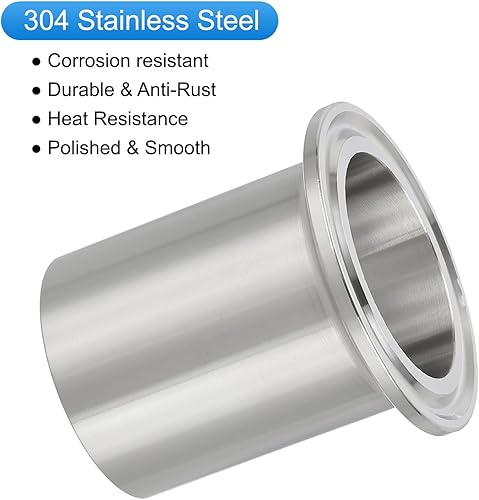 Miniatura 3 de PATIKIL Accesorio sanitario de acero inoxidable 304, 2 piezas de abrazadera de soldadura larga Montaje de tubería de virola de 1 12 "(38 mm) Tubo