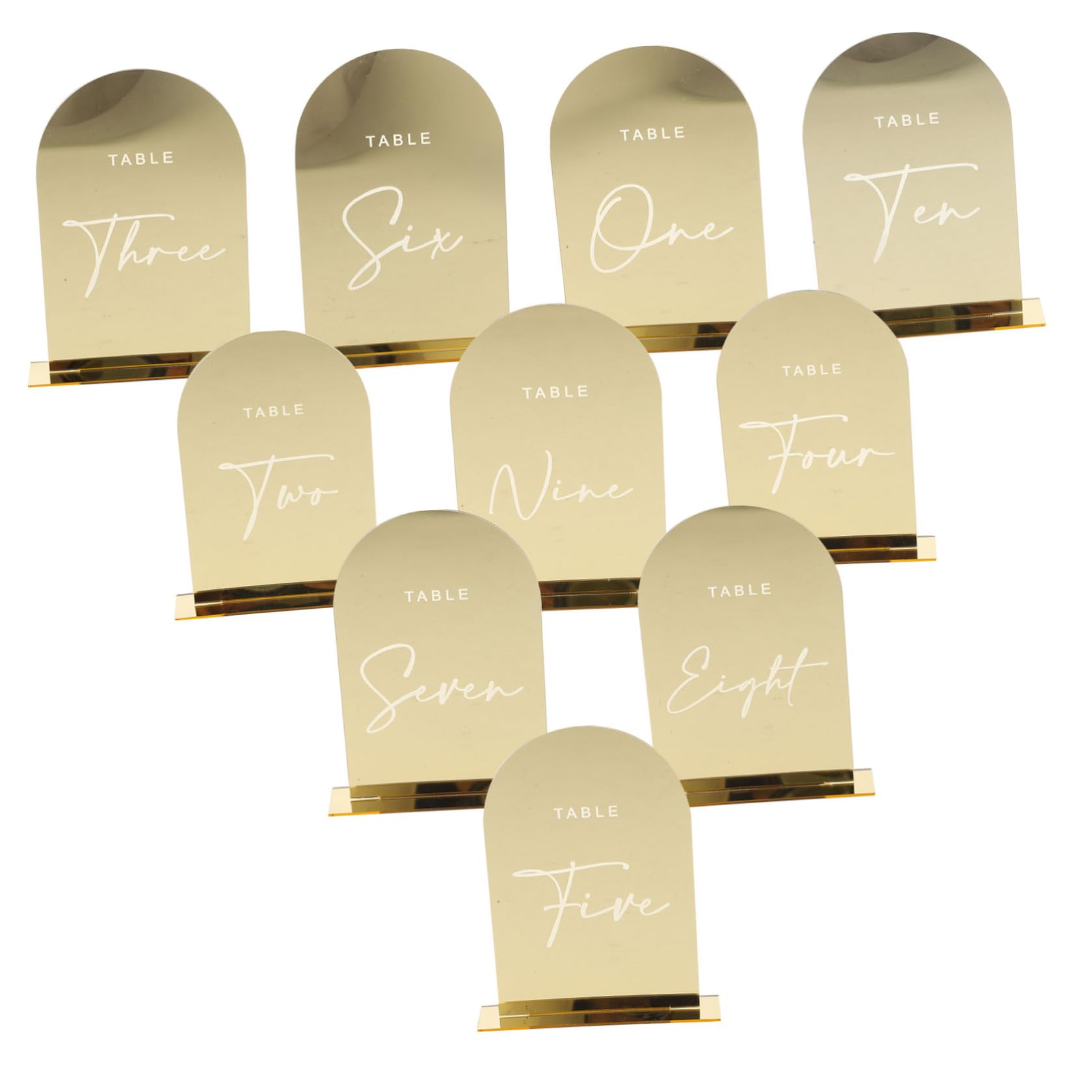 Goldene Acryl Tischkarten für Hochzeit 10stücke Leicht und Formbeständig mit Filigranen Details für Jubiläen und Festliche Anlässe