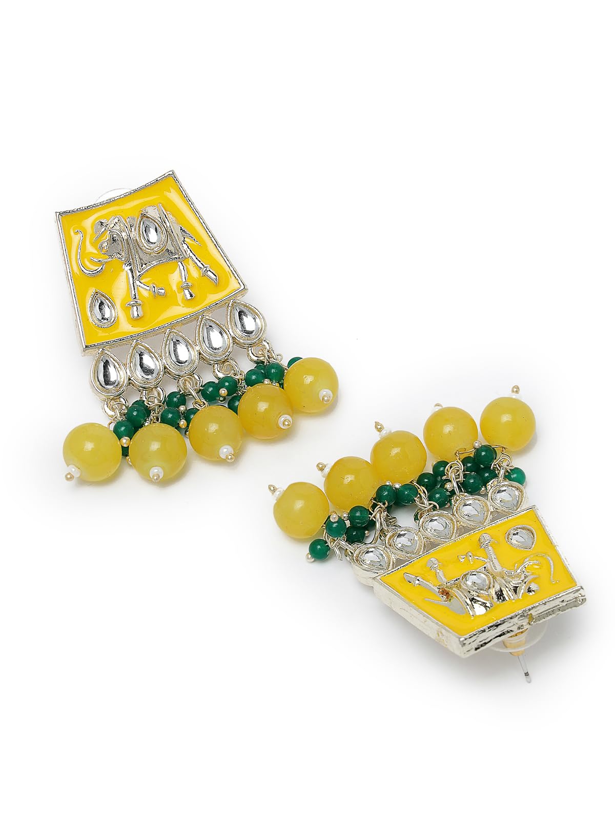 Plated Meenakari Kundan Green Collar Necklace Set