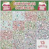 Christmas Stickers – Over 700 Premium Self-Adhesive Gloss Paper Stickers for Children – Festive Xmas Decorations for Crafts, Scrapbooks, Card Making, Party Bags & Stocking Fillers – Santa & Reindeer