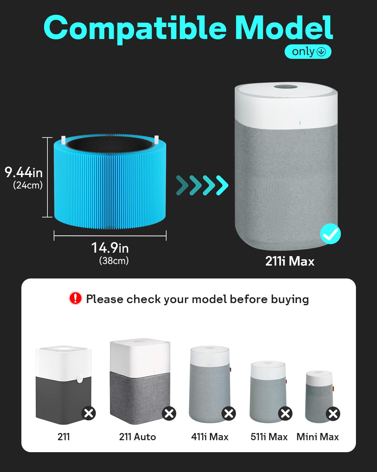 Leemone 2 Pack Blue Pure 211i Max AllergenBlock Filter Replacement Compatible with Blue Pure 211i Max Air Puri-fier, H13 True HEPA & Activated Carbon Filter, Compare to Part #F2MAX