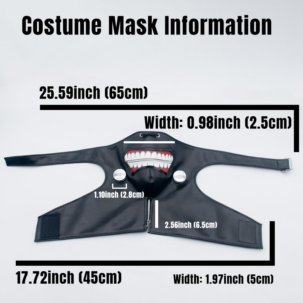 Bulex Halloween Ghoul Mask Manga Cosplay Mask Tokyo Japan Anime Zipper PU Reusable Carnival Themed Party Prop