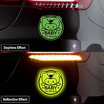 High Intensity Reflective Baby on Board Car Sticker Waterproof Cute Footprint Baby in Car Decal Safety Warning Sign Kids on Board Decal for Car Bumper Window (Pink)