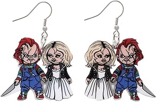 Lightweight Dangle Chucky, Bride of Chucky Earrings for Women, Teens, Girls and More. Cute Pair of Chucky Halloween Costume Accessory Earrings for Women. Halloween Chucky Earrings for Women, Teens, Girls and More. Cute Lightweight Bride of Chucky/ Chucky Costume Accessories for All.