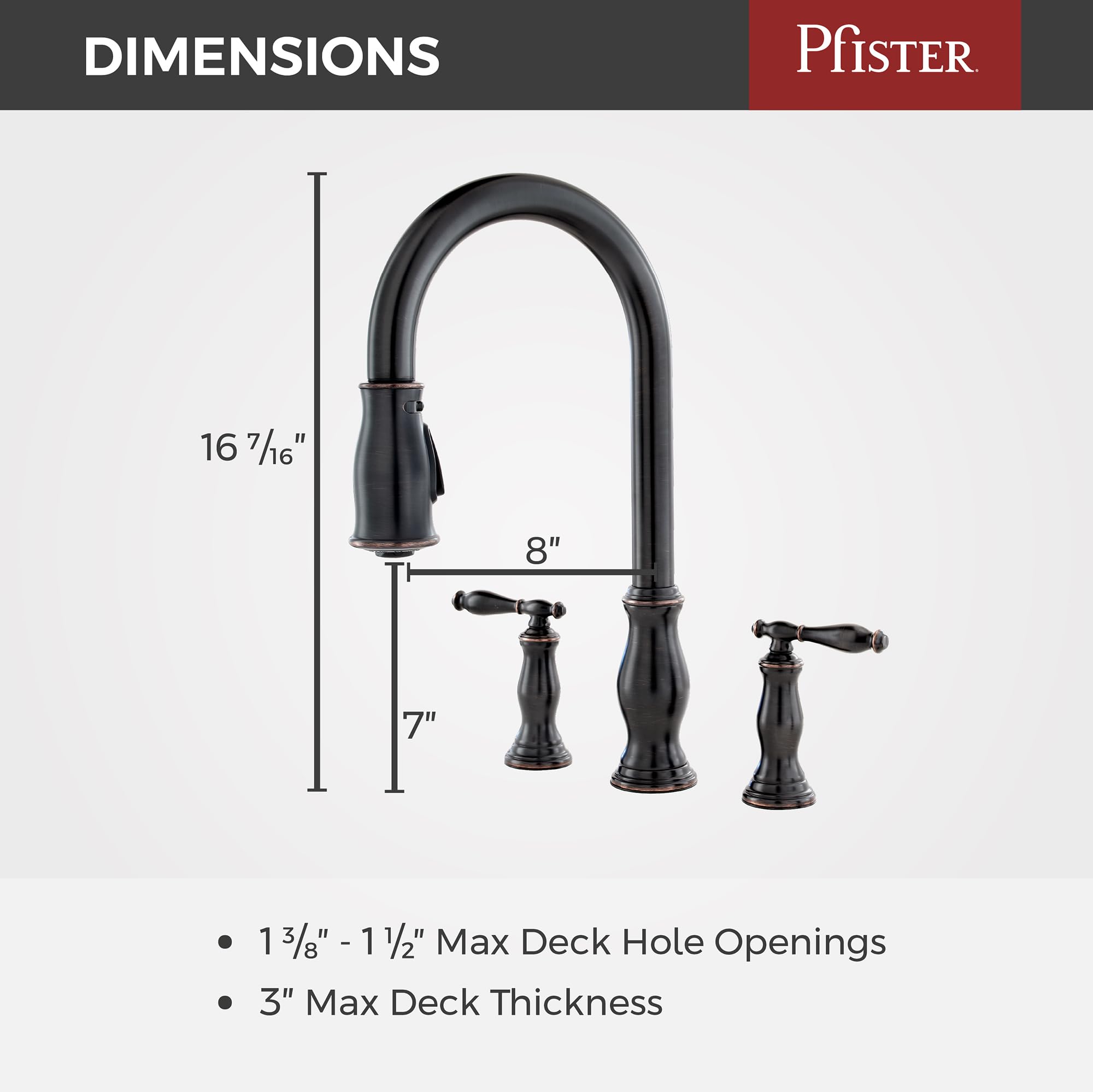 Pfister Hanover Kitchen Faucet with Pull Down Sprayer and Soap