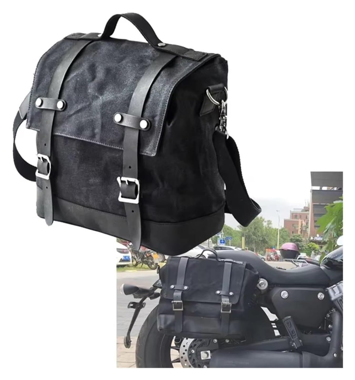 Für Beast Side Vintage Motorrad Toolkit Hinten Schwanz Gepäck Crossbody Hängen Tasche multifunktional motorradgepäck(Army Green)