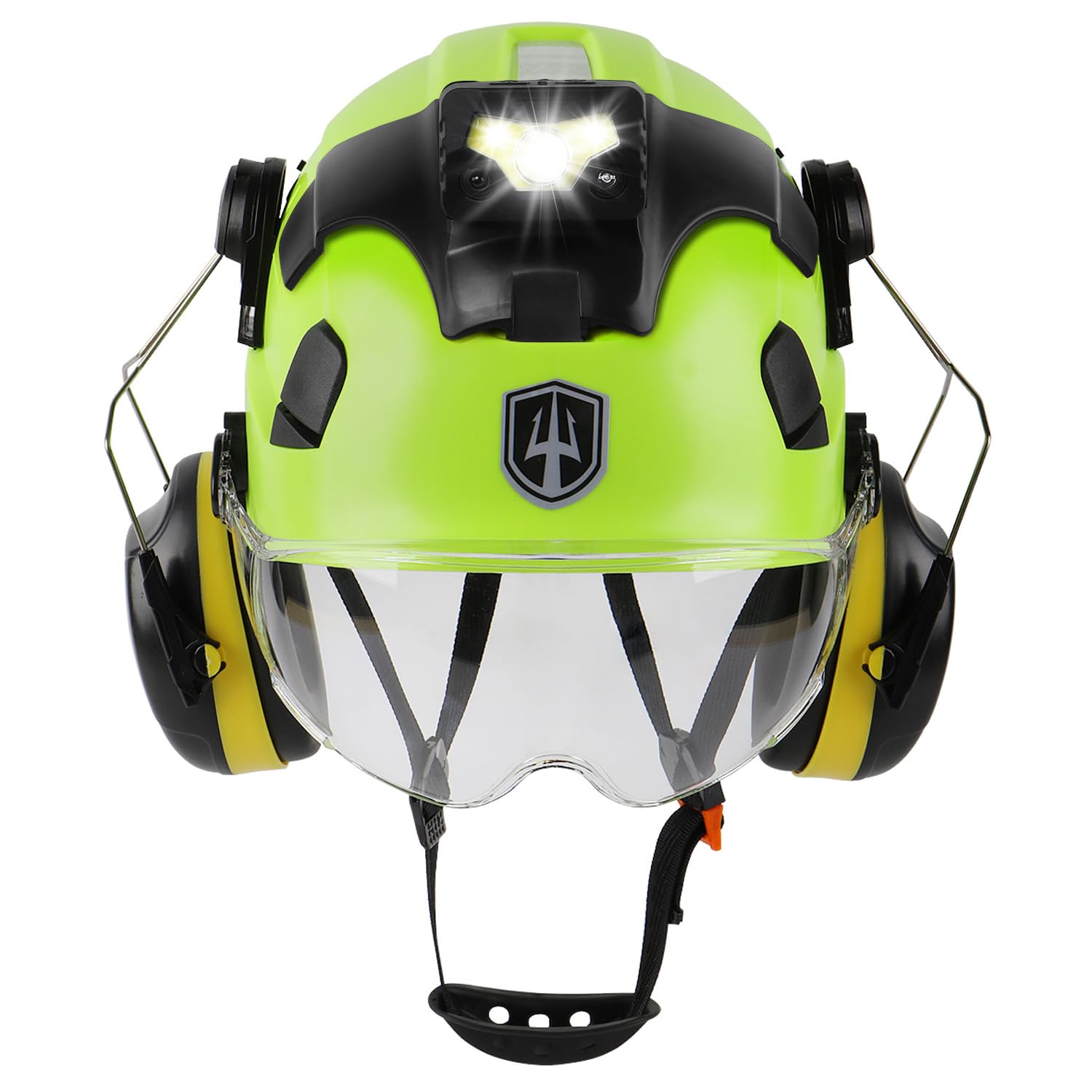 GREEN DEVIL Mervex Vent Set - 3-in-1 Arbeitshelm EN397 Zertifiziert mit Visier & SNR 32dB Gehörschutz + Helmleuchte