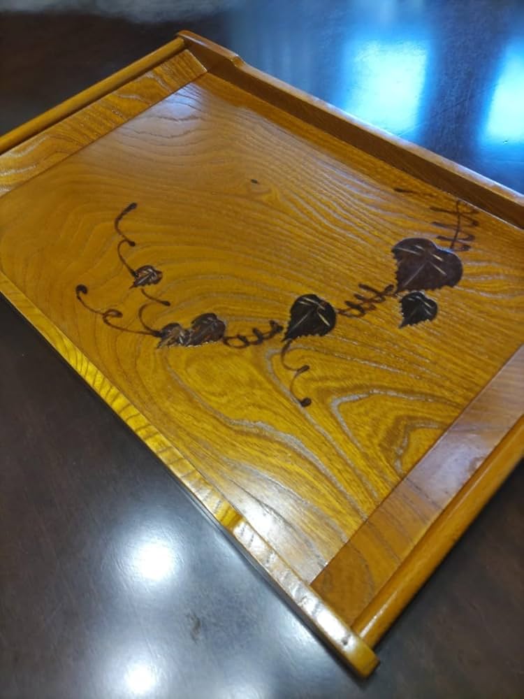 伝統工芸品 みちのく工芸 手造り お盆 天然木製 / 手焼きつた桜皮シリーズ 伝統工芸品 みちのく工芸 手造り お盆 天然木製 / 手焼きつた桜