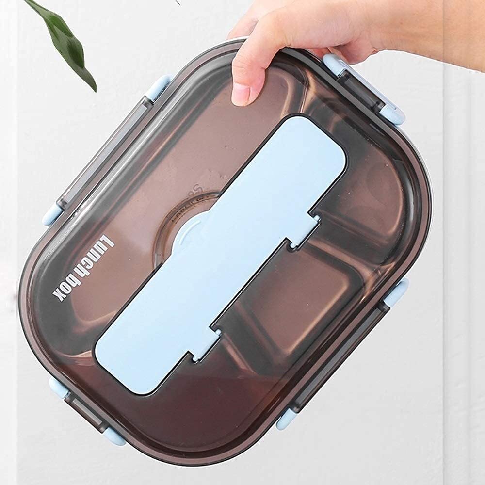 Fiambrera Bento Box de 2 compartimentos, contenedor almacenamiento hermético acero inoxidable, apto para(Pink)