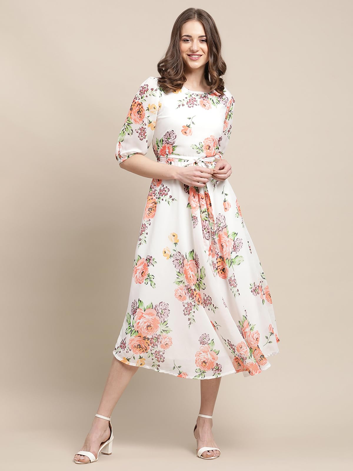 Tee Projekt Women White Rose Garden Maxi Dress