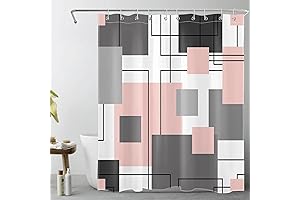 LB Black and White Geometric Shower Curtain