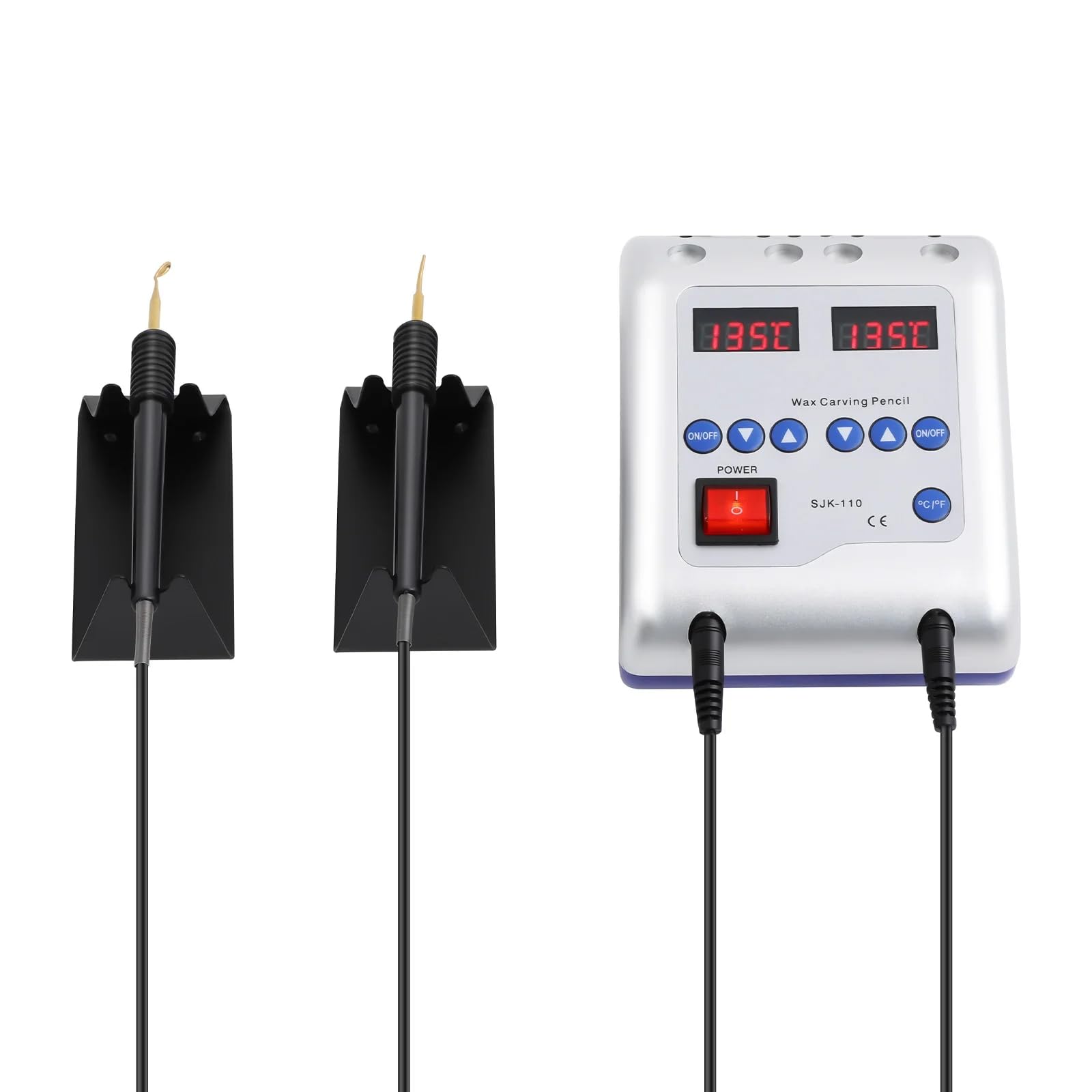 Electric Waxer Carving Machine Double Pen and 6 Wax Carver Tip Pot for Lab Sent from UK Warehouse, White