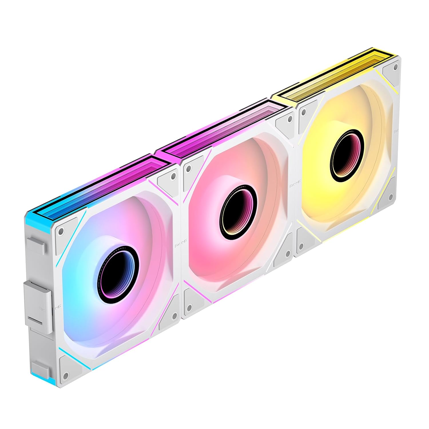 TZMRIT Interstellar-V1 Reverse Flow Daisy Chain RGB UNI Ventilateur PC 120mm 3 Pièces 2000RPM/58.36CFM Miroir infini 5V3PIN ARGB et 12V4PIN PWM Ventilateur Blanc
