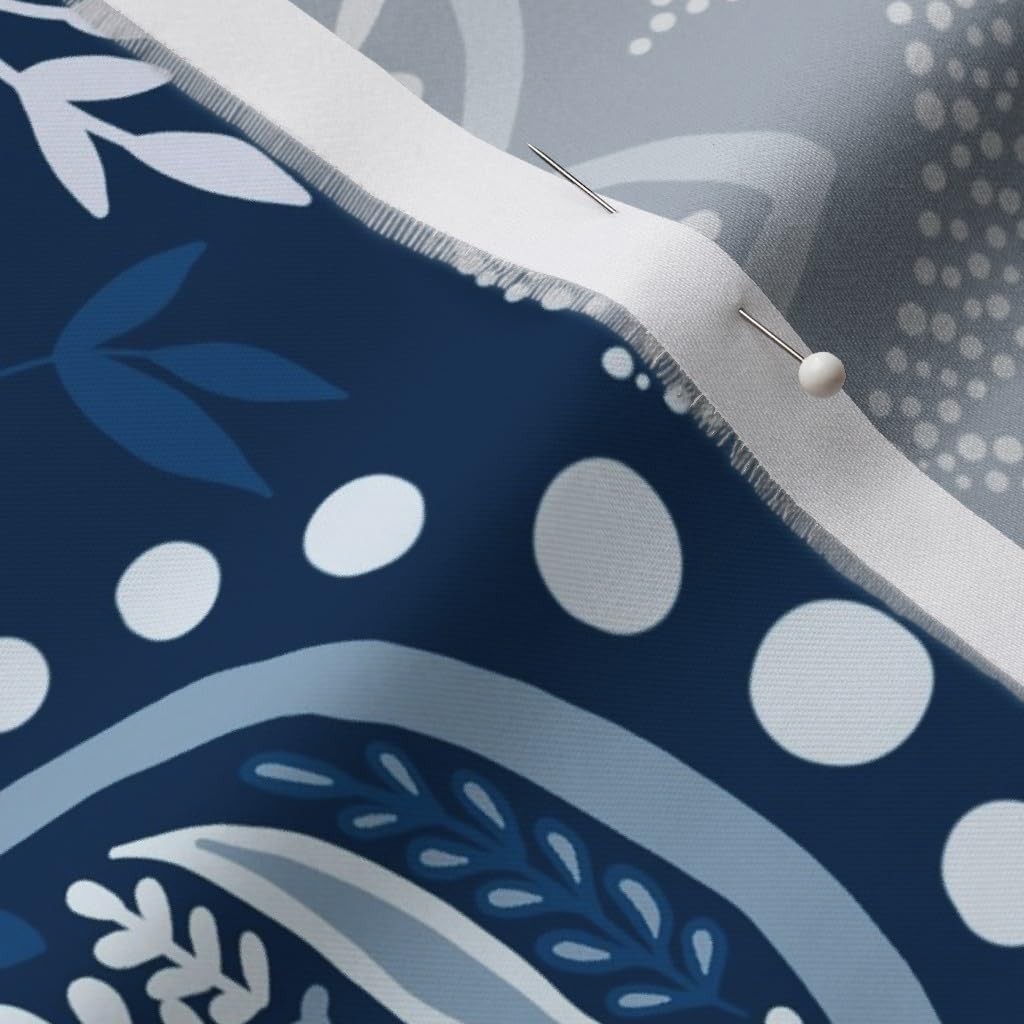 Spoonflower Fabric - Blue Paisley Classic Color Year Floral Flower Vintage Chintz Ornate Printed on Organic Cotton Sateen Fabric by The Yard - Sewing Quilting Apparel Home Decor