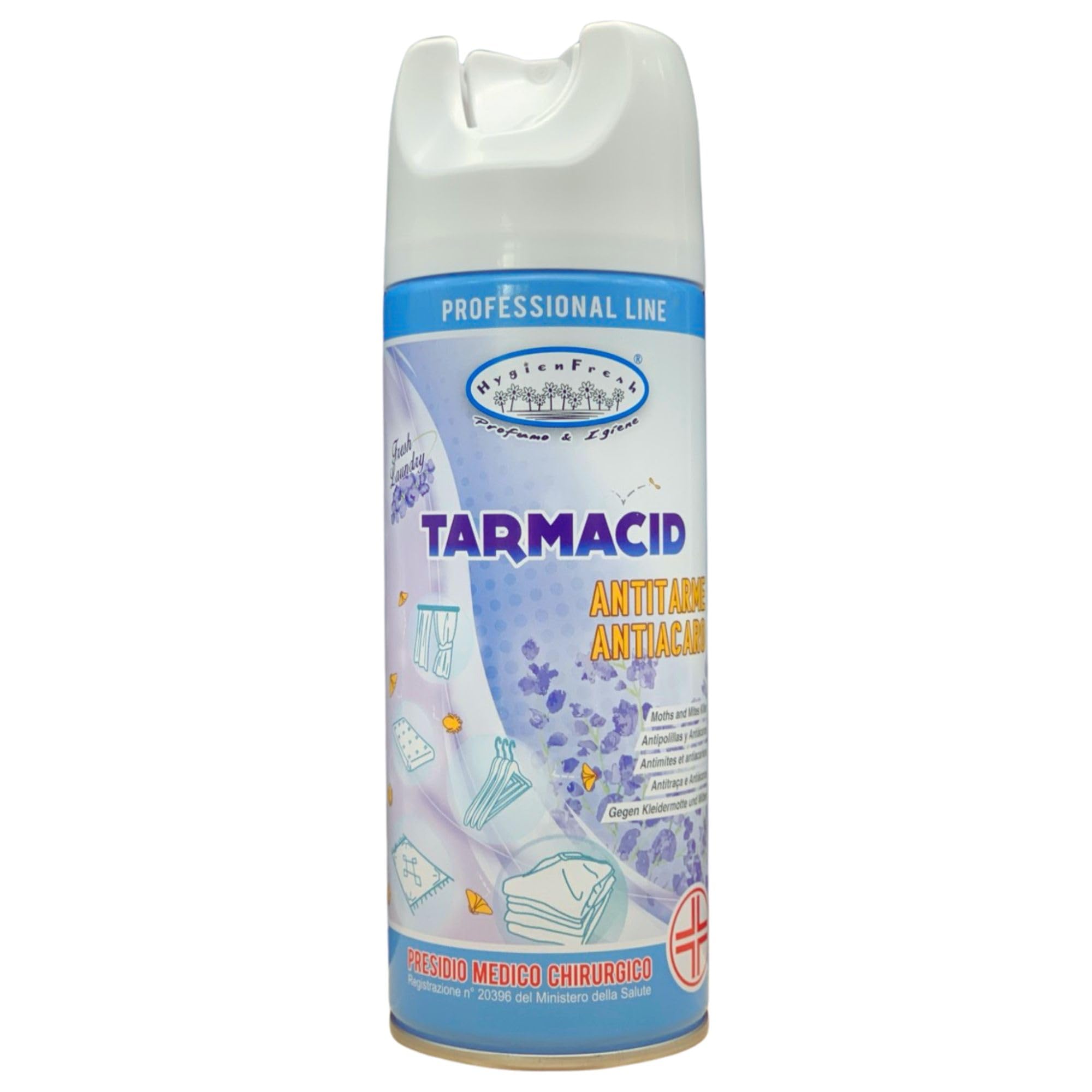 Profumo Deodorante Spray TARMACID Antitarme - Antiacaro. Per Tessuti, Ambienti, Guardaroba, Cassetti Etc. Non Bagna, Non Lascia Aloni 400ml (2 Spray)