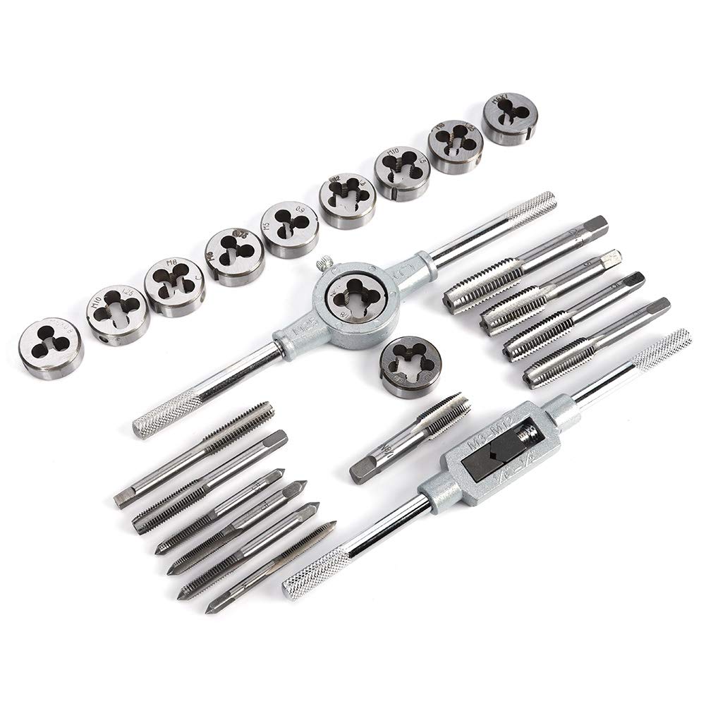24pcs gwintowany stuknij i zestaw matrycy | Wysokie - narzędzie ręczne ze stali węglowej do obróbki metali | Ekspertowe i DIY Materiały sprzętowe | M3 - M25 Regulowany zakres |