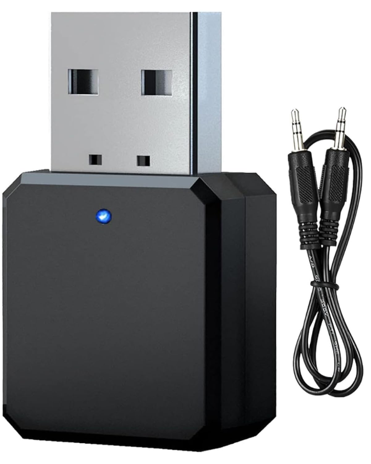 Nuovo ricevitore Bluetooth USB per auto 2025 5.1 con AUX da 3,5 mm, interfaccia USB Plug and Play, microfono integrato, doppia connessione per auto/PC/TV/altoparlanti cablati