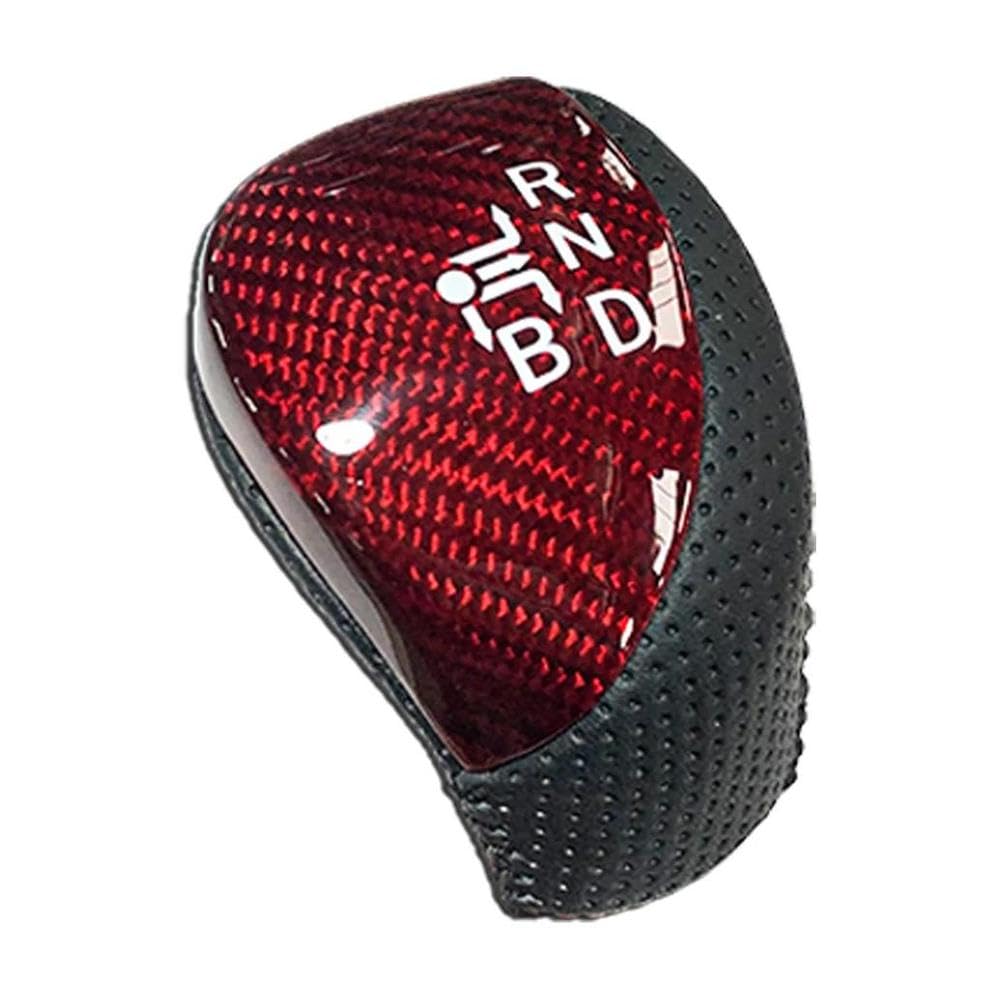 Sxqpocar Red Leather Carbon Fiber Gear Shift Knob For Toyota Prius 2012-2015 Gear Ball Head Shift Lever Head(Red)