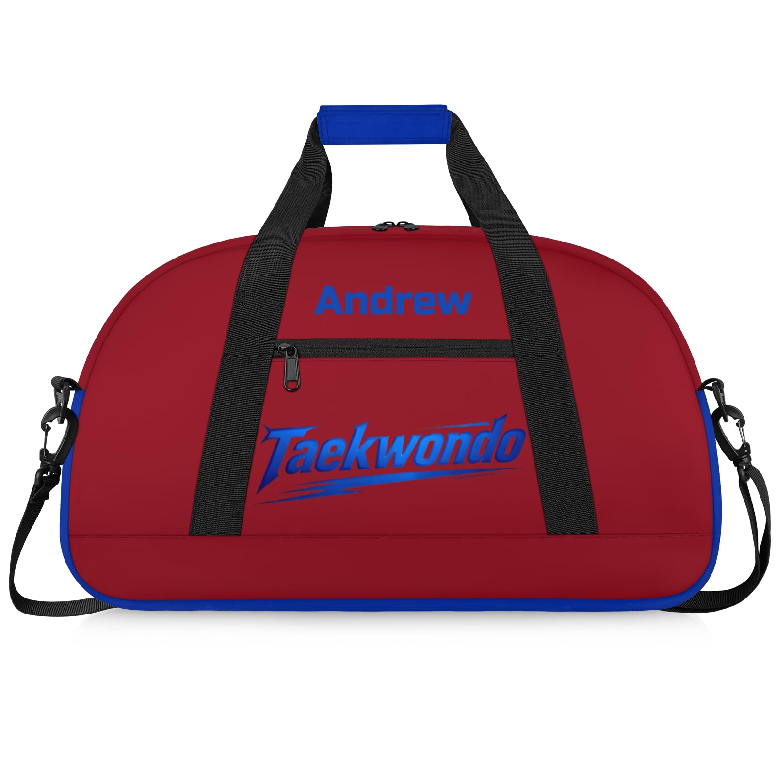Martial Arts Training Duffle Bag | Personalised Taekwondo Karate Boxing Gym Bag for Men & Kids | Custom Name Water-Resistant Sports Holdall for Gear & Gloves, Taekwondo Motion Blue — image 1