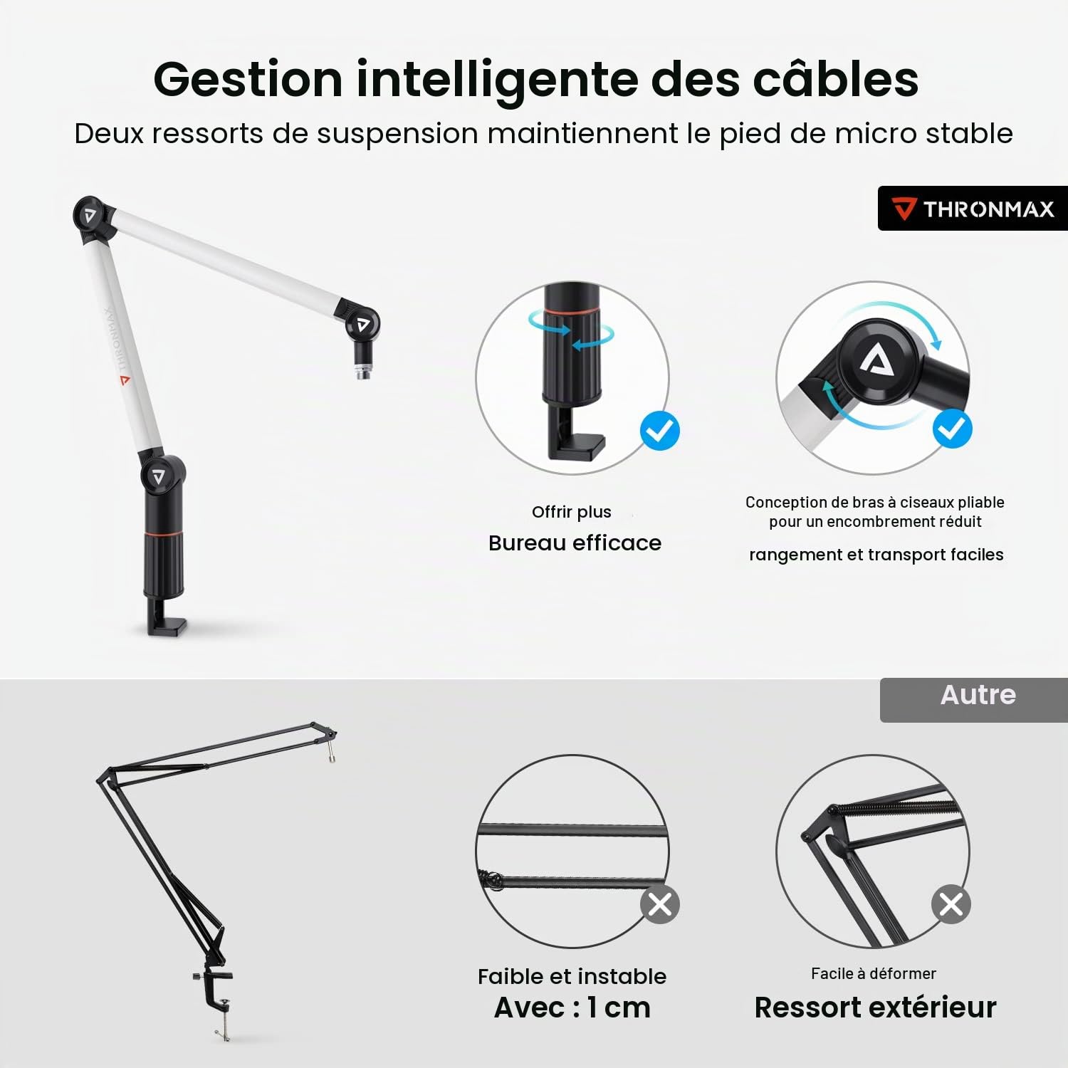 THRONMAX Flex S5 Bras de Perche pour Microphone