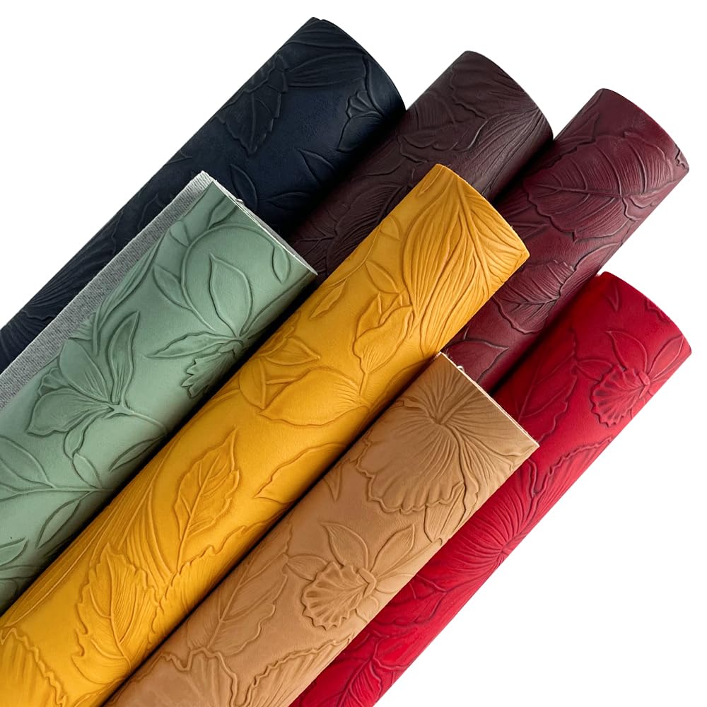 Amazon.com: ONEART | 7 Pcs Floral Embossed Faux Leather Sheets