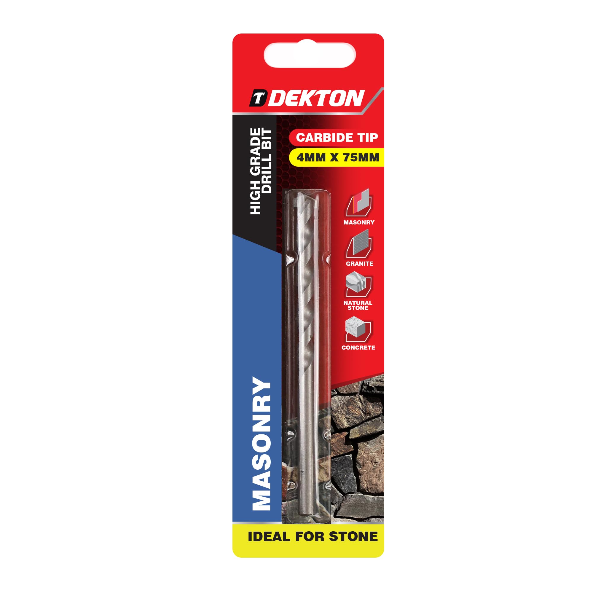 Dekton Masonry Drill Bit 4mm x 75mm | Heavy Duty for Block, Brick & Concrete | Precision Drill Bit for Accurate Holes | Durable Construction for Tough Materials | Ideal for Professional & DIY Use