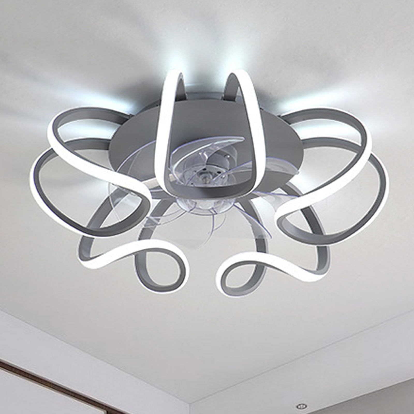 HXYSXHJUO Indoor Mute Ceiling Fans with Light Modern LED Kids Room Bedroom Dimmable Colse to Lighting Remote 3 Speeds Fan for Living