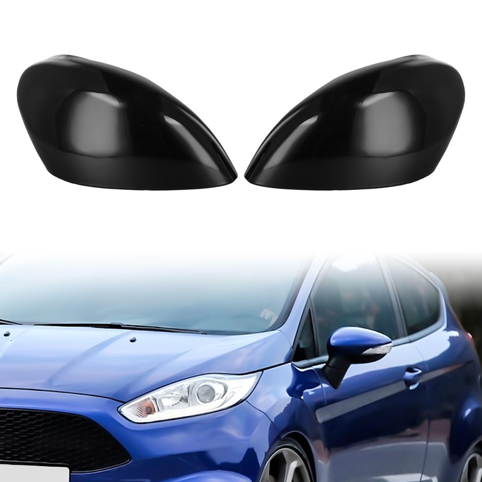Copertura Specchietti Retrovisori In ABS Argento Per Ford Fiesta MK7 (2008-2017) – Set Sinistro+Destro, Ricambio Aftermarket Facile Da Installare