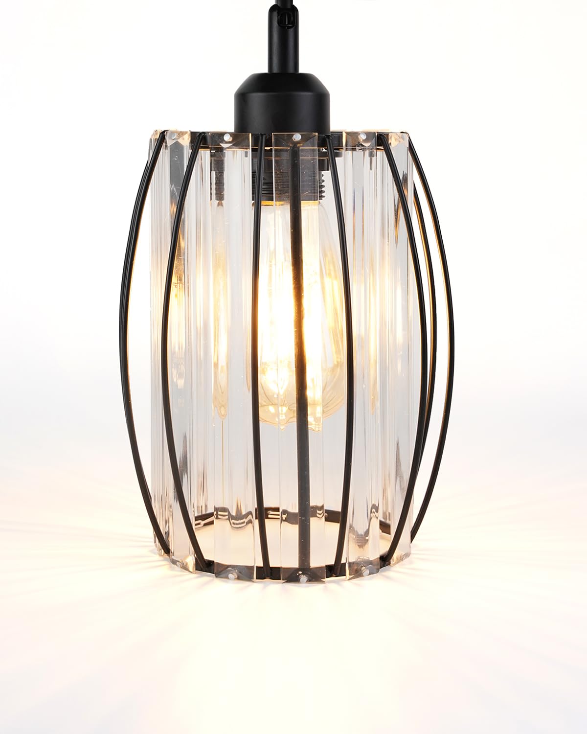 DoRight Crystal Ceiling Light Mini Lampshades Black Small Modern Bedside Lamps Cylinder Lamp Shades 16 X 20cm Ceiling Light Shade for Bedroom, Kitchen, Living Room, No Reducer Ring (Without Bulb)