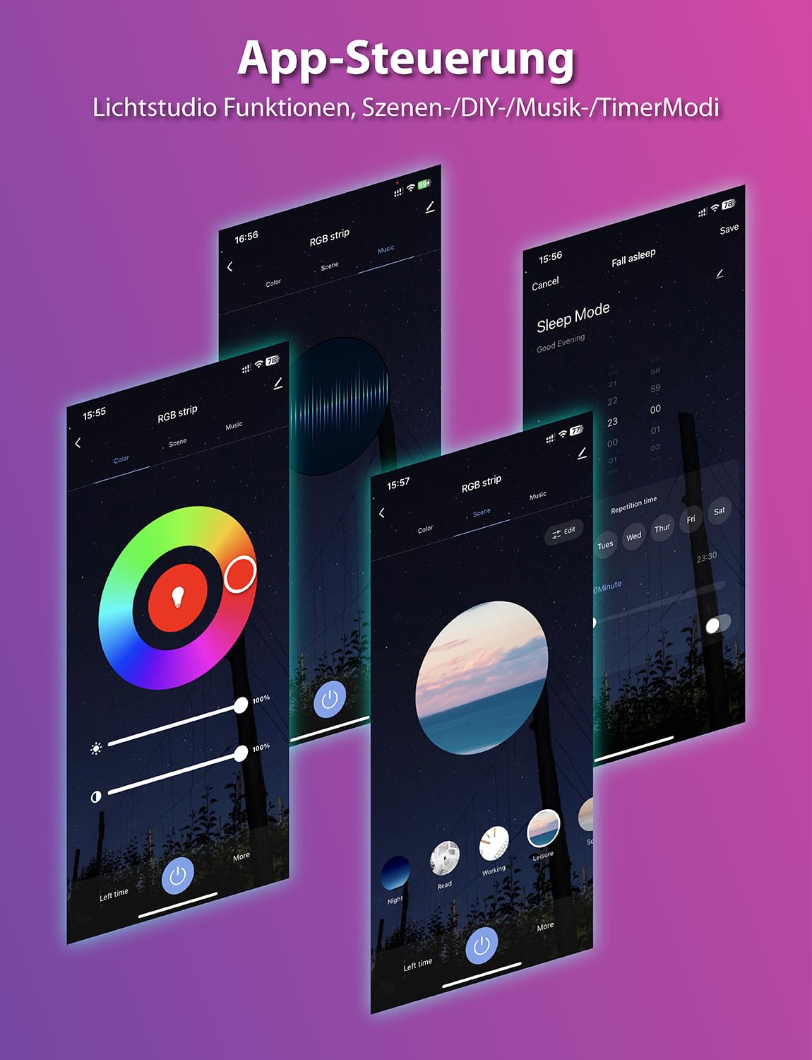 30M 2023 LED Lichtband RGB Strip Außen Bluetooth LED Streifen RF Fernbedienung Lichterschlauch Funktioniert mit Alexa & Google Assistant Wasserdicht IP65 Lichterkette App-Steuerung Musik-Sync