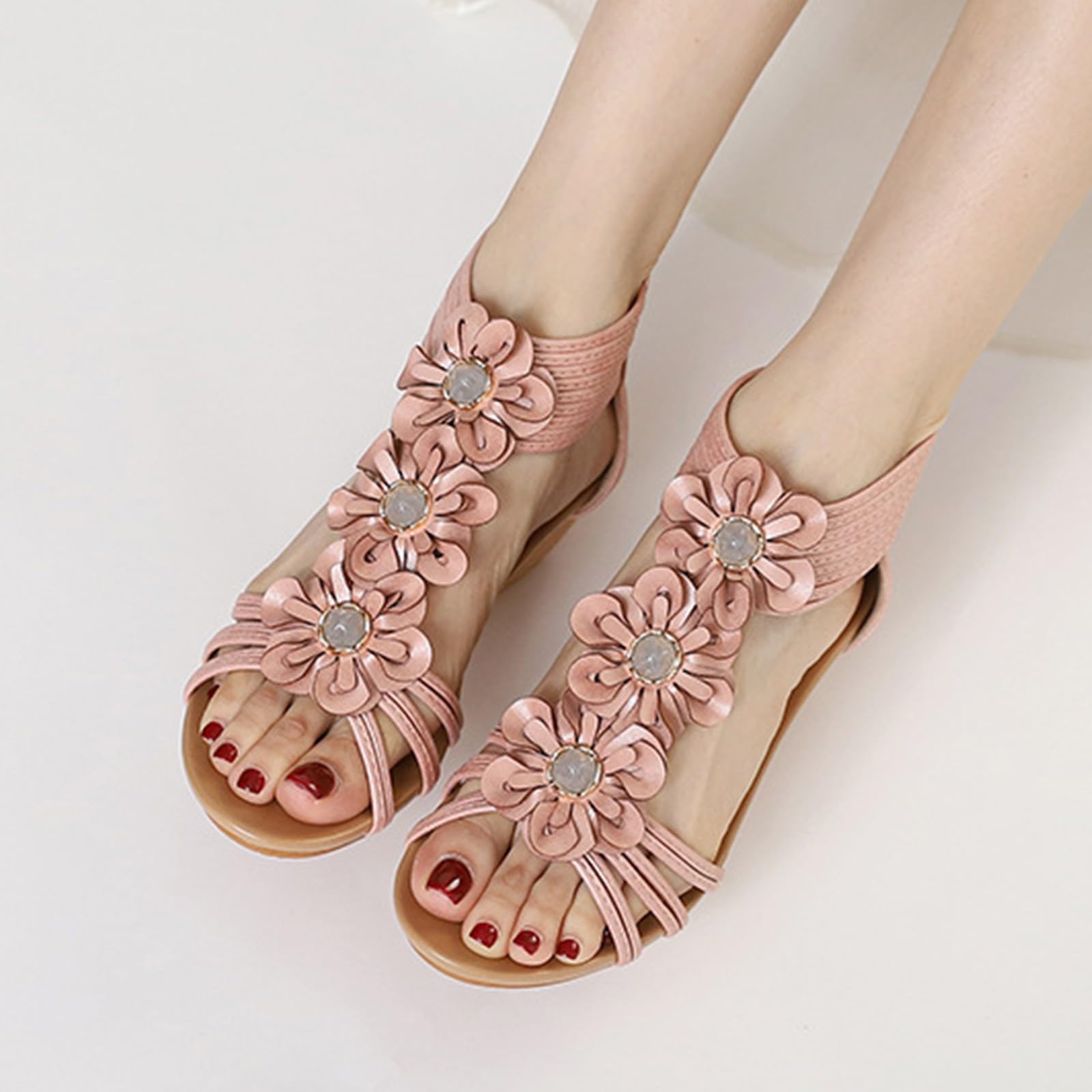 Sandali Boho con Tacco a Zeppa Spesso – Comodi Sandali Espadrillas in Stile Etnico per L'Estate