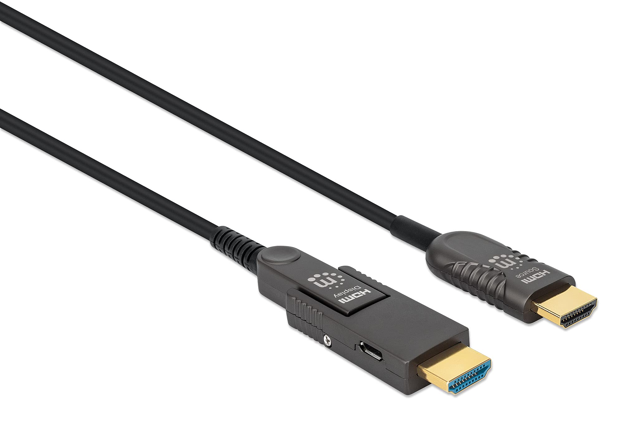 Manhattan Aktives Optisches High Speed HdmI-Glasfaserkabel Mit Abnehmbarem Stecker 4k@60hz Uhd, HdmI-Stecker Auf MicrO-HdmI-Stecker (typ D) Und Abneh