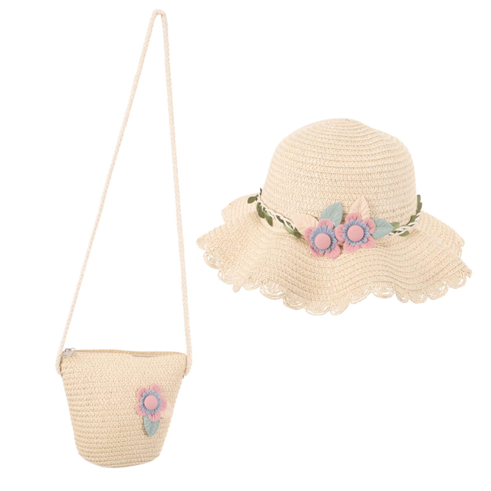 VALICLUD Strandhut Für Mädchen Kappe Damen Hüte Kleinkindermützen -mädchen-Hut Sommermützen Mädchen Hüte Sommer Strandhüte Sombrero De Fischerhut Für Mädchen Tasche Stroh