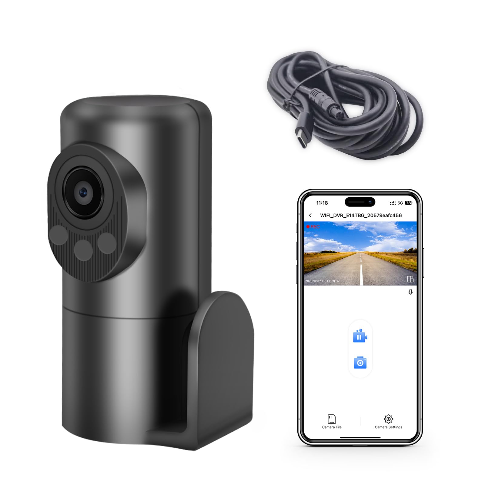mangoal 2K Rear HDR Dash Cam, STARVIS 2 IMX675, Can Be Directly Plugged into the Front Dash Cam, Only Applicable to the Front Kamera Whose WiFi Name Contains the Number 529
