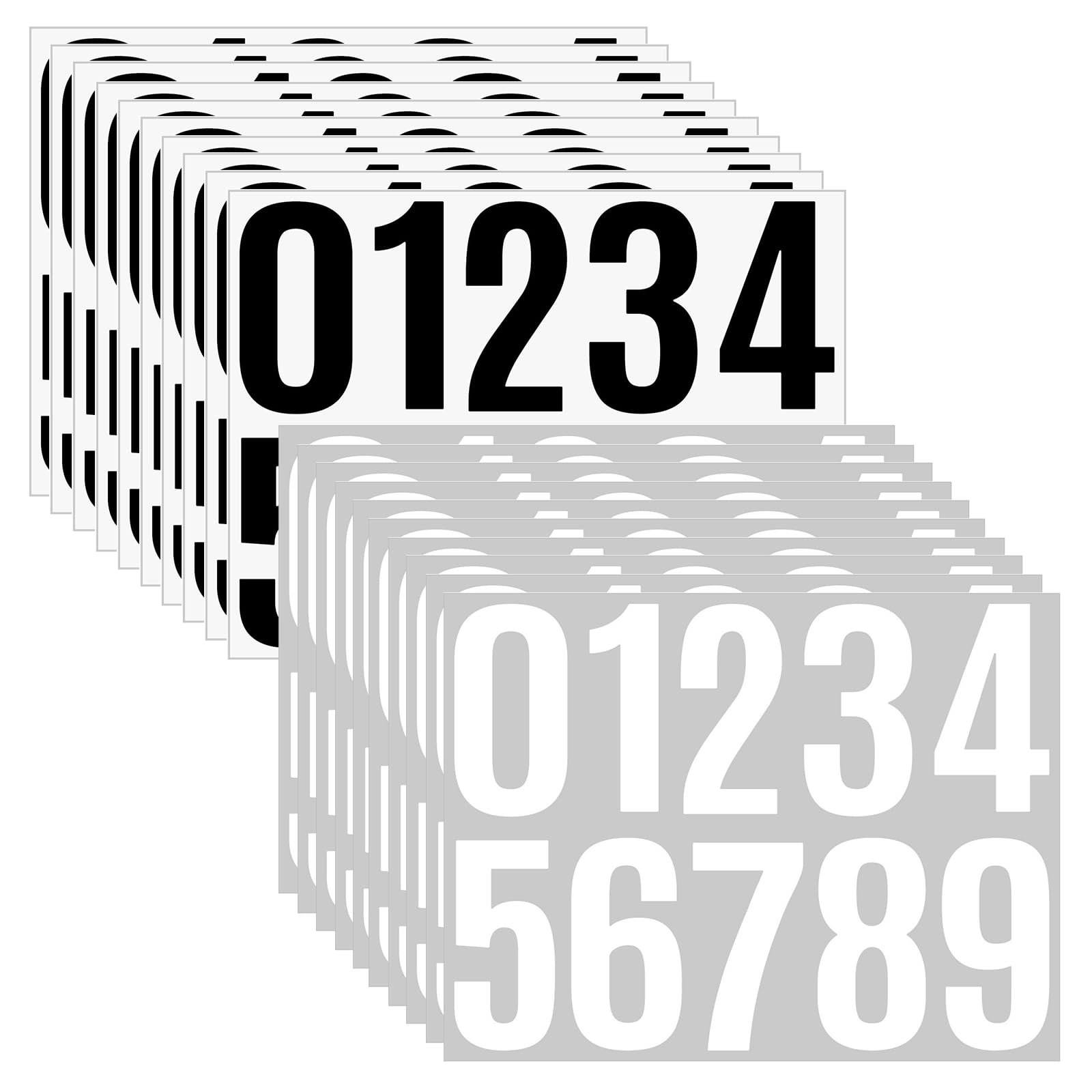 GETRICH 200 Pcs 10cm Number Stickers, Vinyl Sticky Numbers, Waterproof Stick On Numbers, Self Adhesive Number Stickers for Mailbox Door Window Residence Car Classroom Bins, 20 Sheets (Black,White)
