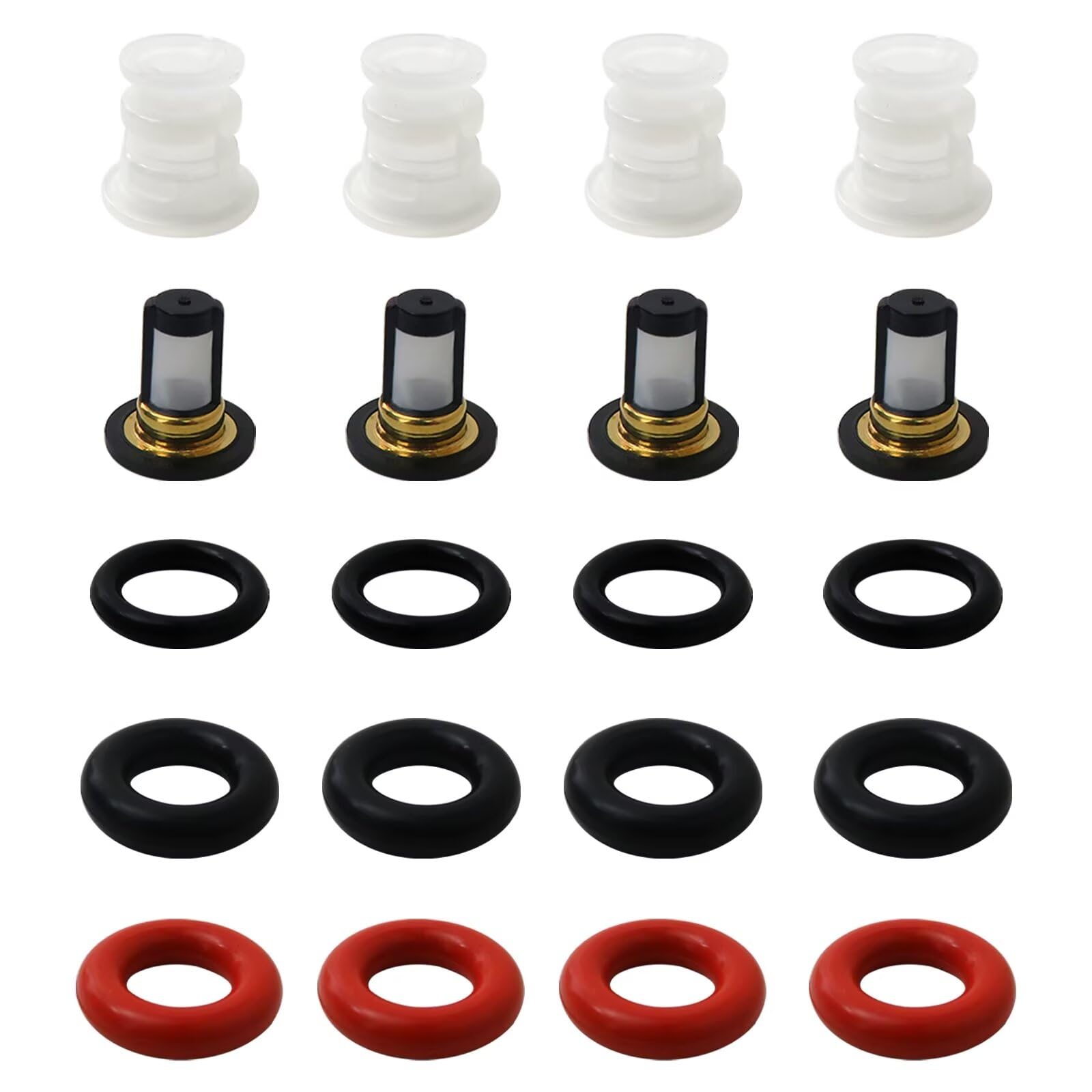 Fuel Injector Repair Kit O-rings (Top, Middle, Botttom), Caps, Filters Replacement Kit Fit for Honda Civic CRV by YTXXDEUS