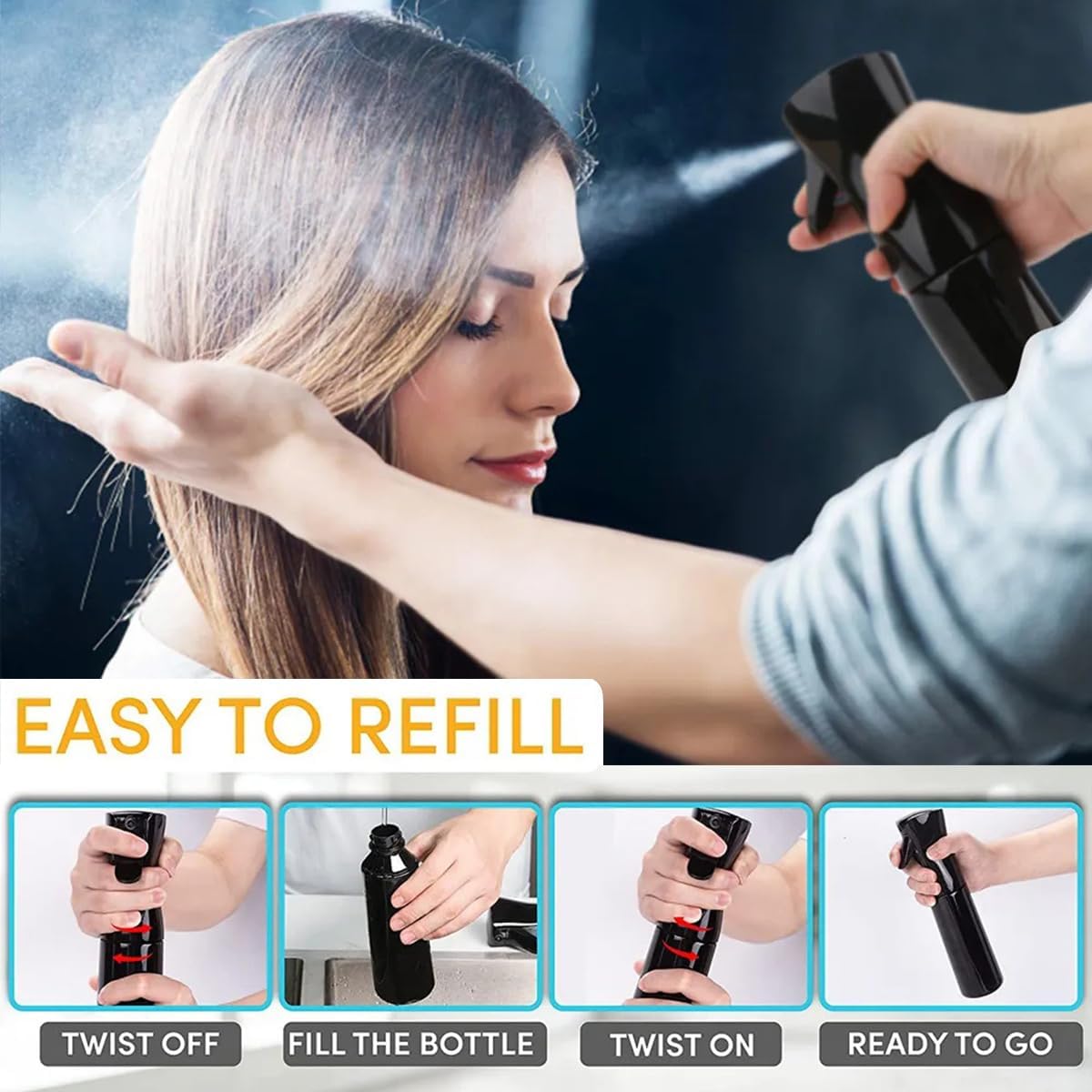 المميز - زجاجة بخاخ للشعر، زجاجة رذاذ مستمر، بخاخ مريح للتنظيف... - view 5