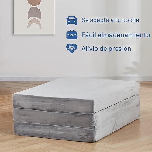 Miniatura 7 de SINWEEK - Cubrecolchón plegable de espuma de 3 pulgadas con funda extraíble y forro impermeable (T (38 x 75 x 3 pulgadas)