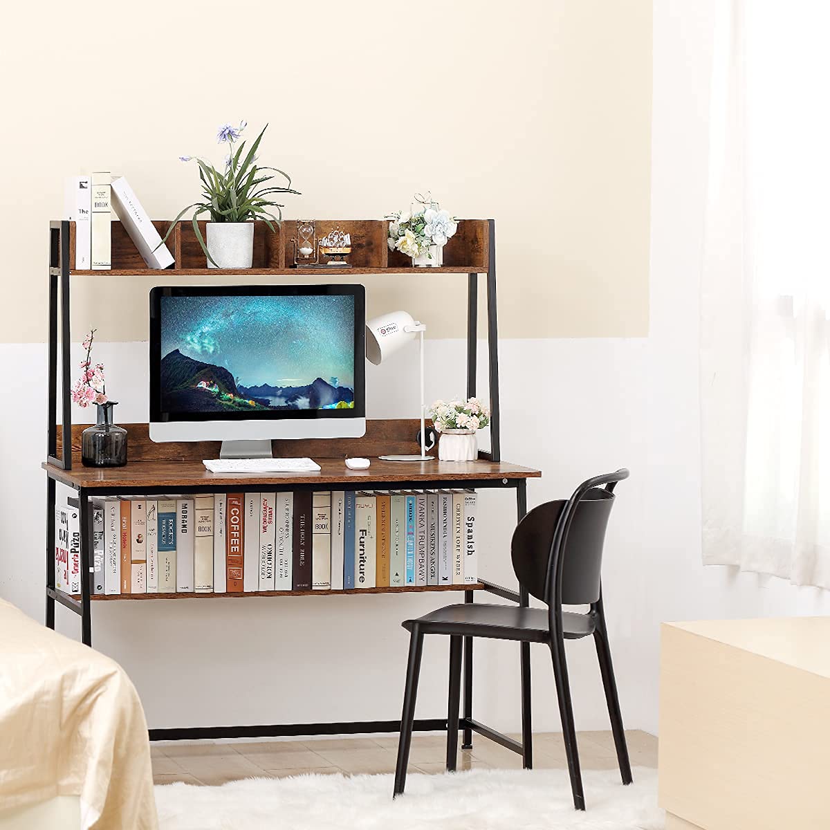 Buy LEMONDA Computer Desk with Hutch and Bookshelf, Home Office Desk