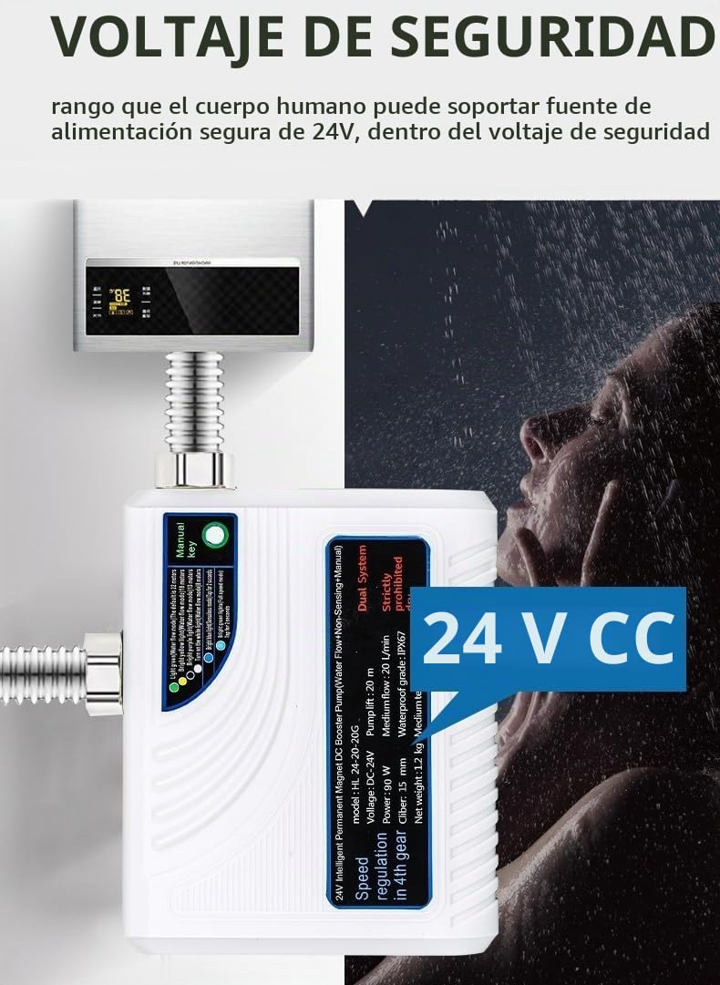Bomba de refuerzo de presión de agua automática 280W Controlador sin escobillas DC 24V 43L/min para grifo ducha hogar cocina montada en pared