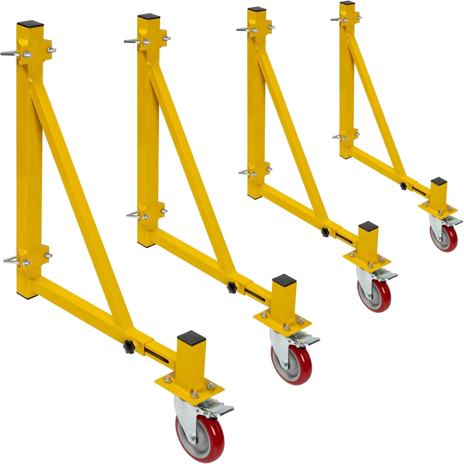 Scaffolding Outriggers Heavy Duty, Universal Adjustable Scaffolding Outriggers w/ 4.6” Swivel Locking Casters, 1000 LBS Load Capacity? Powder Coated? U-clamp for Most Scaffolds, 4PCS