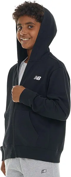 New Balance Boys Zip Up Hoodie – Full Zip Premium Cotton Blended Fleece Sweatshirt with Lined Hood, Comfortable Fit