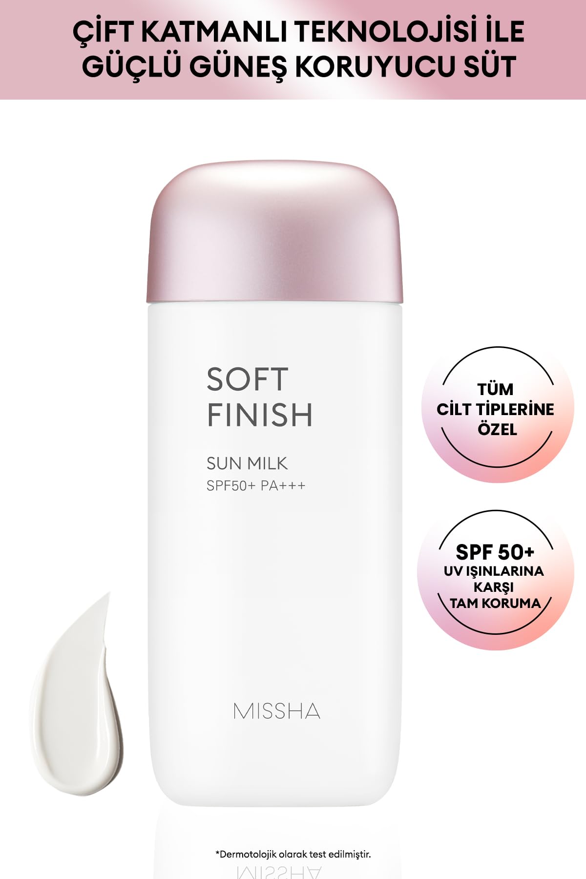 MISSHA Hassas Ciltler İçin Koruma Sağlayan Güneş Sütü SPF50+PA+++ 70ml All Around Safe Block Soft Fini