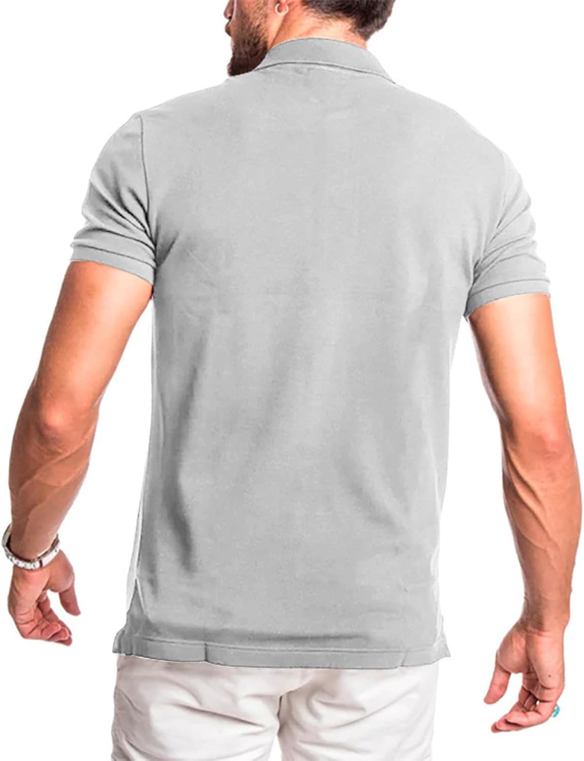 Ymosrh Men's Casual Polo Shirts Short Sleeve Solid Color Work Golf Polos Business Casual Collared Shirts Work Polos, M-3XL